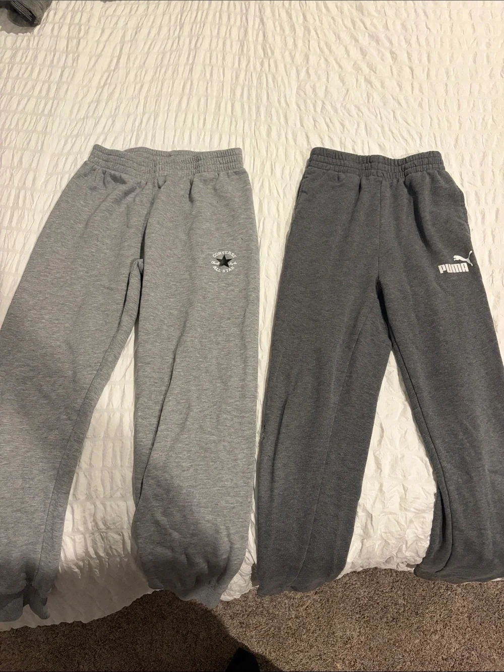 Converse & Puma Kids Gray Sweatpants - Light & Dark Gray Pair